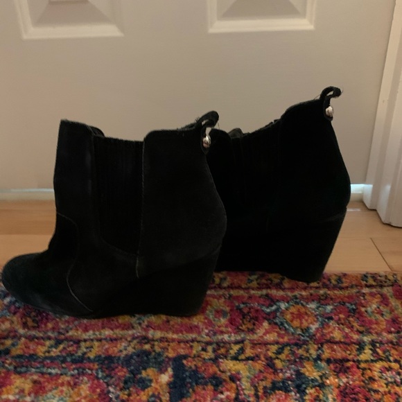 BCBG black suede wedge booties - Picture 2 of 3